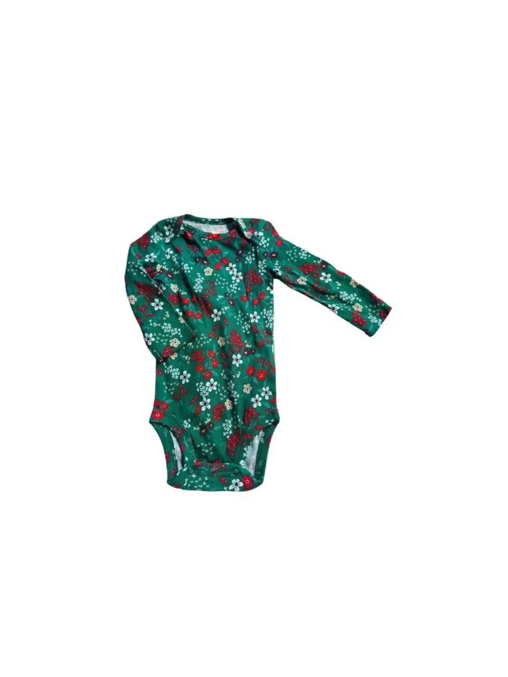 Carter's Set of Two Floral One Piece Long Sleeve Green & White Girls Size 6M